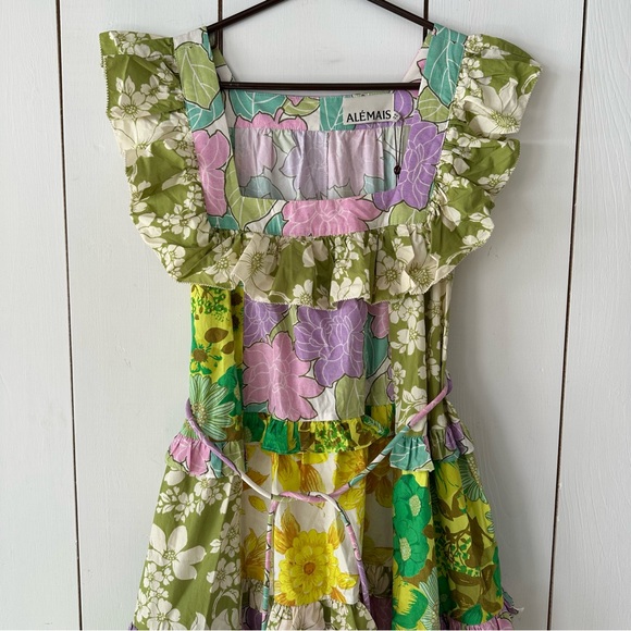 Alemais Elora Patchwork Tiered Midi Dress Sz 0 - Picture 5 of 8